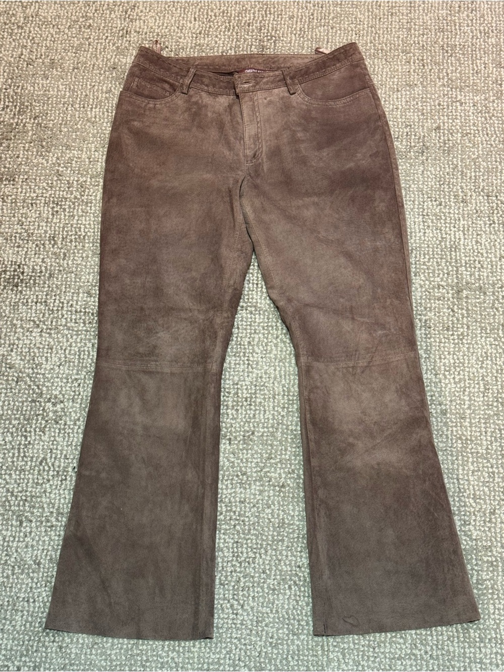 Women's Suede Flare Jeans — Brown Wide Leg